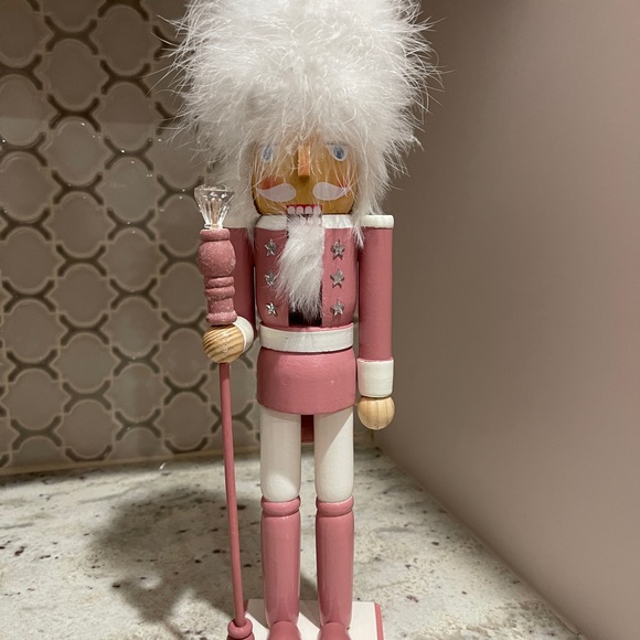 NUTCRACKER Figurine Pink and White 15”x3.5” - Picture 1 of 5